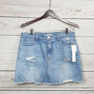 Tinseltown Light Wash Destructed Denim Mini